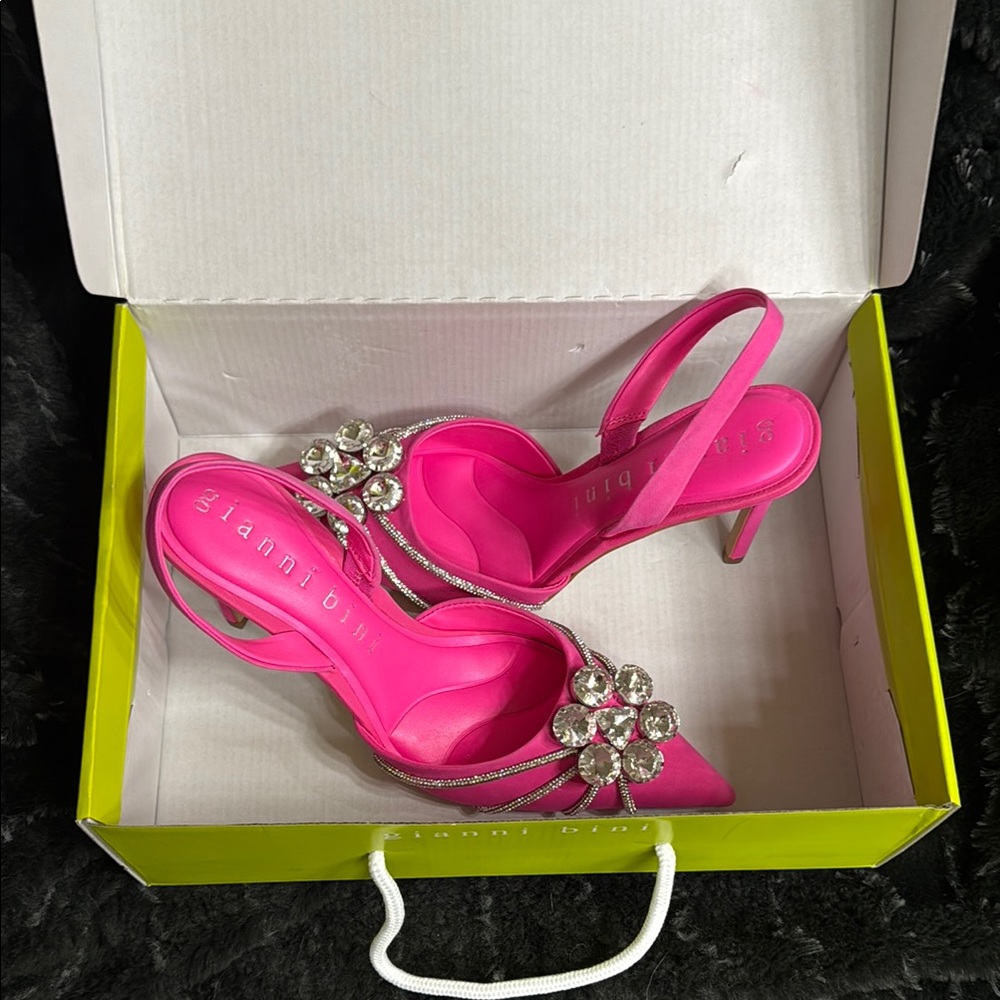 Gianni Bini Vibrant Pink Heels with Sparkling Accents